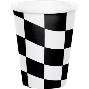 Black & White Checkered Cups 266ml 8pk