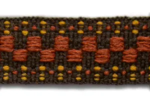 1/2" Sienna & Amber Checkerboard Woven Ribbon