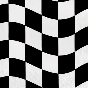 Black & White Checkered Luncheon Napkins 16pk