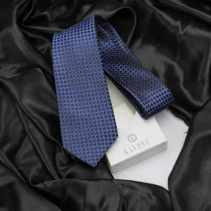 Kovove Exotic Blue Checkered Neck Tie For Men