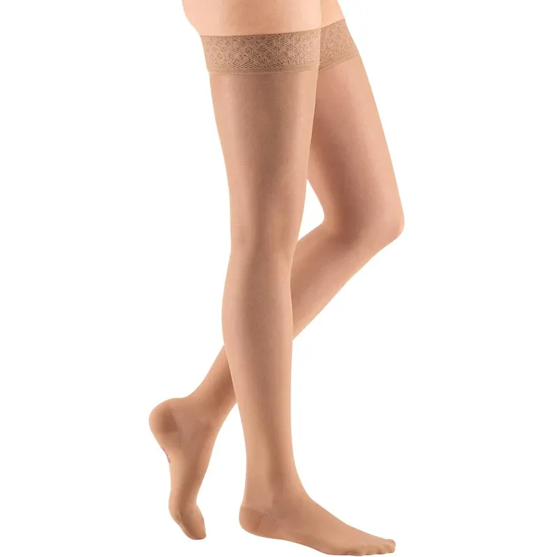 Medi Sheer & Soft 30-40mmHg Closed Toe Thigh Length w/Lace Silicone Top Band