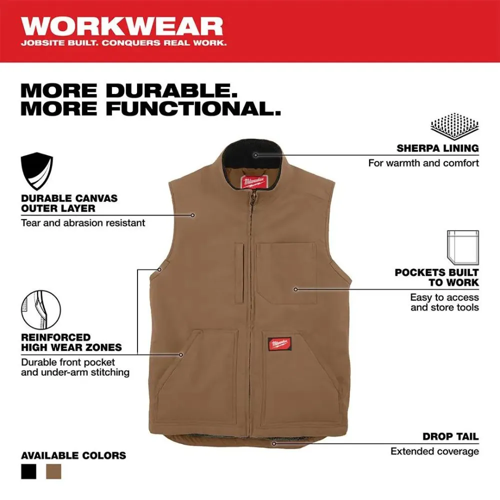 Milwaukee 801BR-S Heavy Duty Sherpa-Lined Vest - Brown S