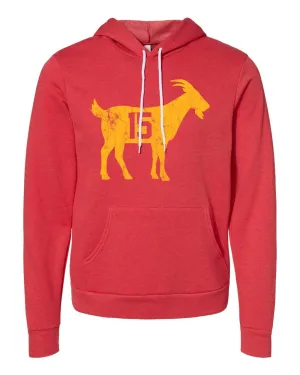 The Goat Patrick Mahomes #15 Ultra Soft Hoodie Sweatshirt - Heather Red